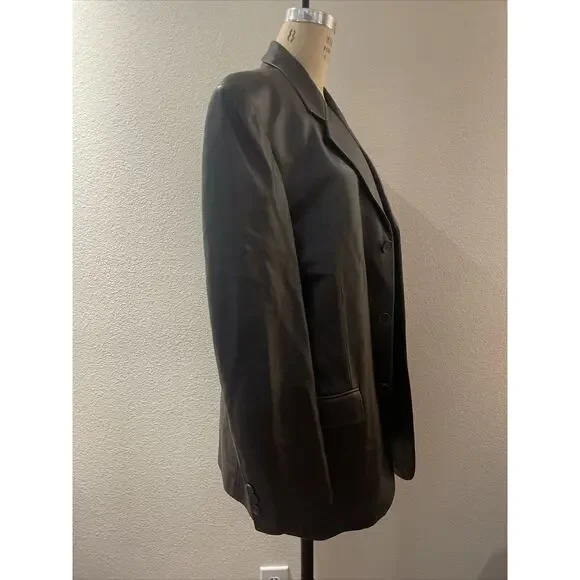 rosleen, genuine brown leather jacket, Shoulder Pads, size M - Picture 3 of 8